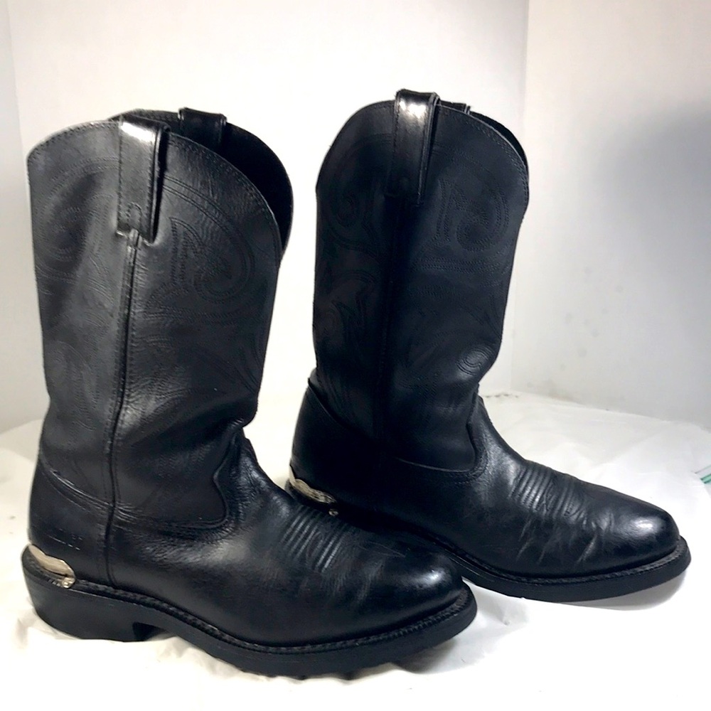 Durango Men’s 12” Comfort Core Wellington Black Leather Cowboy Moto Ranch Boots